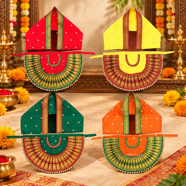 Rajnandani Mahalaxmi Devi Dress | Authentic Kolhapuri Lakshmi Poshak for Puja & Mandir Kalash Sthapana Poshak for Margashirsh Puja | Traditional Kalash Shringar Dress for Navratri