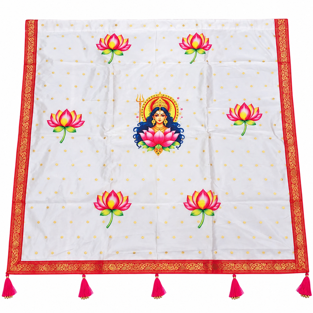 Devi Pooja Backdrop Cloth (देवी पूजा बॅकड्रॉप वस्त्र) for Navratri & Margashirsha Lakshmi Pooja (मार्गशीर्ष महालक्ष्मी)
