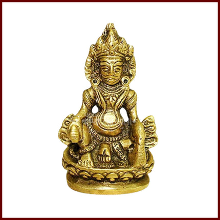 Dhanapati Kuber Brass Idol – Lord Kuber Brass Idol – God of Wealth & Abundance Divine Wealth Guardian Murti for Pooja, Vastu & Prosperity(3.25 inches )