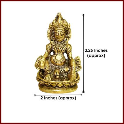 Dhanapati Kuber Brass Idol – Lord Kuber Brass Idol – God of Wealth & Abundance Divine Wealth Guardian Murti for Pooja, Vastu & Prosperity(3.25 inches )
