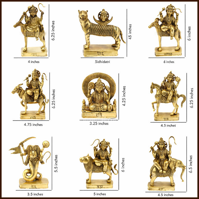 Navgraha Idols Set – Brass Navagraha Murti for Home Temple | 9 Planetary Gods Statue for Puja, Vastu & Spiritual Decor