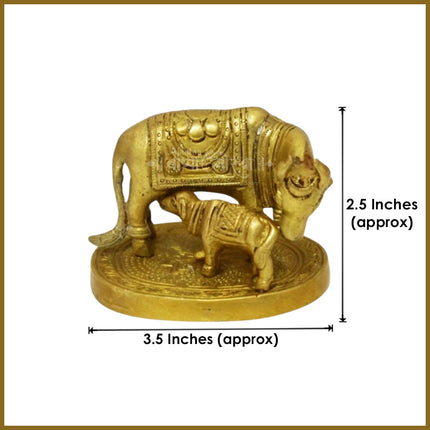 Kamdhenu Cow Gau Mata Kamdhenu Brass Idol – Mother Cow & Calf Murti for Pooja & Positive Energy Pooja, Vastu & Prosperity