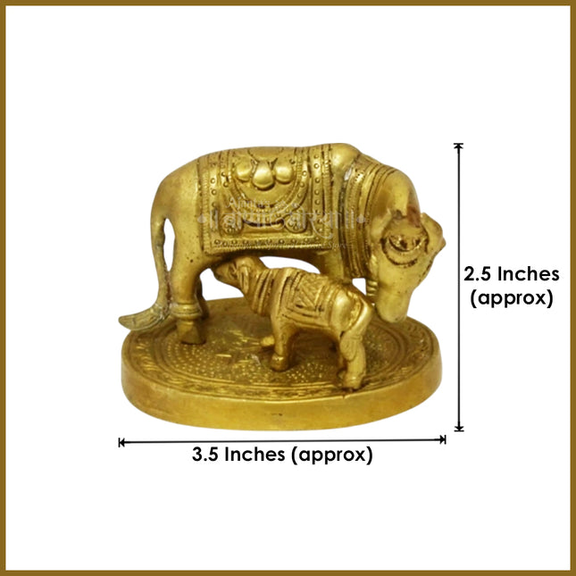 Kamdhenu Cow Gau Mata Kamdhenu Brass Idol – Mother Cow & Calf Murti for Pooja & Positive Energy Pooja, Vastu & Prosperity