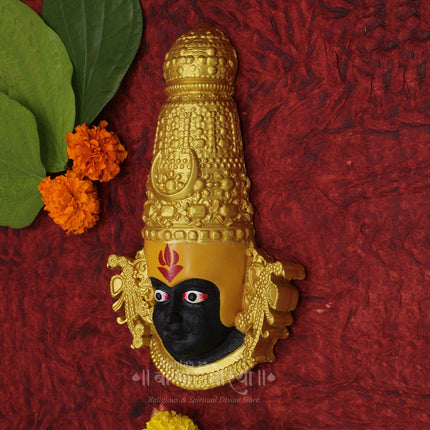 Divine Kolhapuri Mahalakshmi Ambabai Mukhota | Real Look  Handcrafted Devi Face | Premium Polyfiber Mukhavata for Pooja and Spiritual Décor (8.5 Inch )