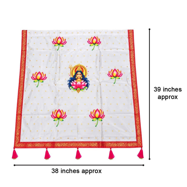 Devi Mahalaxmi Pooja Backdrop Cloth (देवी पूजा बॅकड्रॉप वस्त्र) for Navratri & Margashirsha Lakshmi Pooja (मार्गशीर्ष महालक्ष्मी)