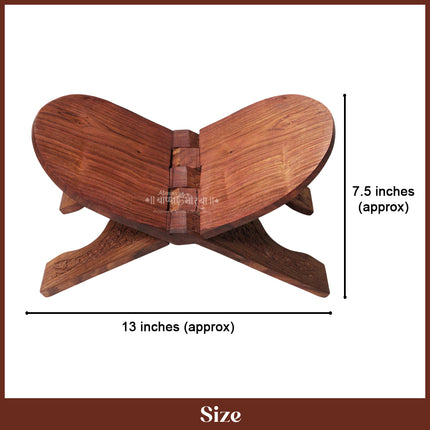 Wooden Pothi (Holy Book) Stand धार्मिक पुस्तक स्टैंड Rehal Shri Swami Samarth Big Wooden Pothi Stand for Puja  Large Foldable Granth & Book Holder for Jaap NaamSmaran