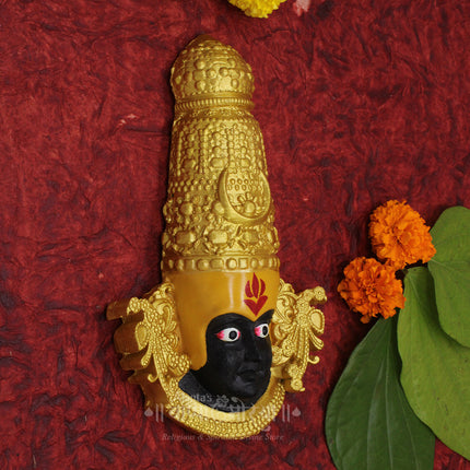 Divine Kolhapuri Mahalakshmi Ambabai Mukhota | Real Look  Handcrafted Devi Face | Premium Polyfiber Mukhavata for Pooja and Spiritual Décor (8.5 Inch )