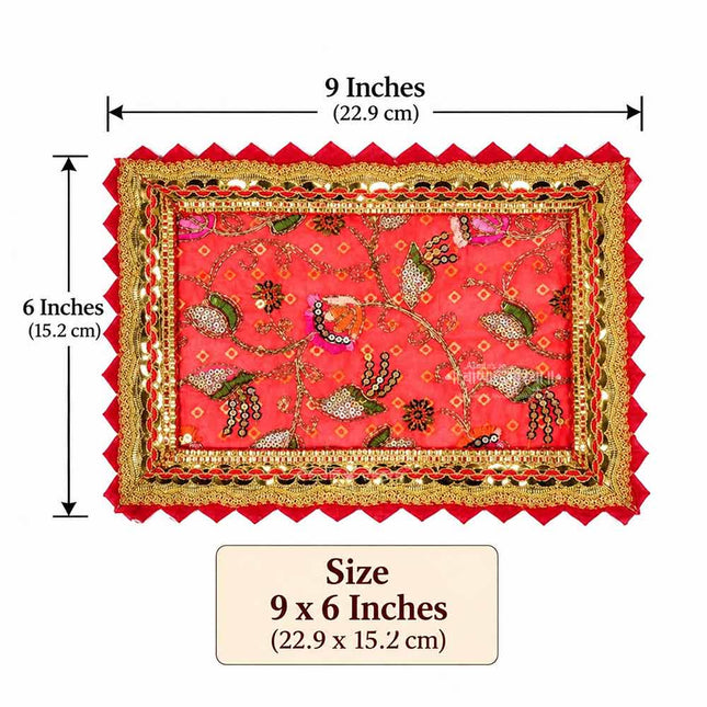 Bandhani Print Mata Ki Chunri | Devi Mata Pooja Chunari for Navratri & Devi Shringar Set Of 4(6× 9 inch)