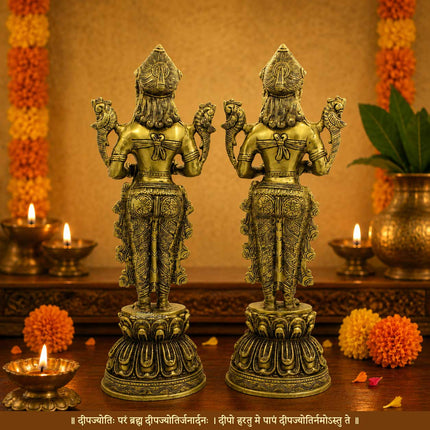 Paavai Vilakku (दीपलक्ष्मी ) Deep Laxmi Diya Welcome Lady Holding Oil Diya Handcrafted Laxmi Diya Pital Deepam Brass Lakshmi Holding with Diya Lakshmi Welcome Deep- Paavai Villakku (SET OF 2)(20 inch Height)