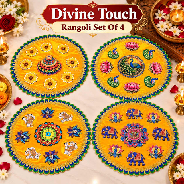 Divine Touch Decorative Rangoli Traditional Peacock, Floral & Elephant Design for Diwali and Home Décor MDF Traditional Rangoli for Diwali, Festivals, Pooja & Home Entrance Decoration