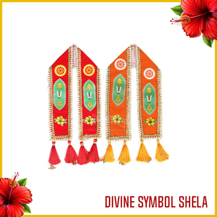 Shela Ganapati Special Shankh Namam Chakra Velvet Shela Khes for God Idols Vishnu Symbol  Traditional Uparna for Ganpati, Krishna & Devi Decorative Idol Shela for Murti Shringar – Fit  For 1 Feet Idol(24 INCH)