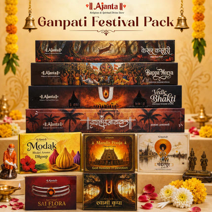 Ganpati Festival Collection Combo Pack – Bhramandanayak, Kesar Kasturi, Bappa Morya, Vedic Bhakti, Sai Flora, Pandharpur, Swami Darshan, Mandir Pooja, Kasturi, Lavender & 3 in 1 Modak Dhoop Premium Puja Dhoop (Set of 11)