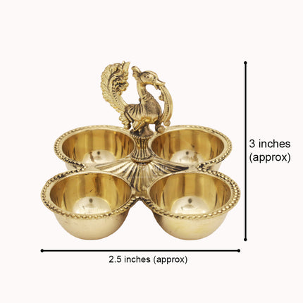 Brass Haldi Kumkum Karanda with Peacock Design – Traditional Elegance for Your Pooja Rituals