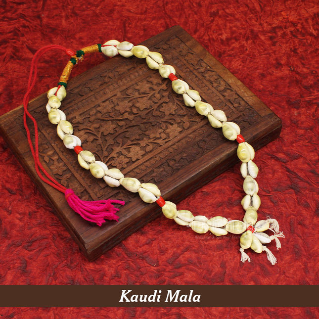 Original Handmade Kolhapur Ambabai Tulja Bhavani Shringar Kaudi Mala कौडी माळ / कवडी माळTraditional Devi Kavdi Cowrie Shell Mala for Navratri Pooja Temple Decoration & Goddess Shringar (Medium