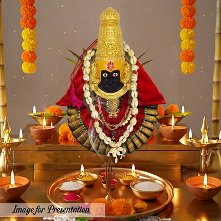 Original Handmade Kolhapur Ambabai Tulja Bhavani Shringar Kaudi Mala कौडी माळ / कवडी माळTraditional Devi Kavdi Cowrie Shell Mala for Navratri Pooja Temple Decoration & Goddess Shringar (Medium