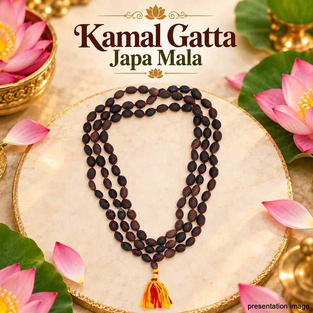 Kamal Gatta Mala  Beads Original Big Lotus Seeds Japa Mala for Laxmi Pooja and Wearing - Grey