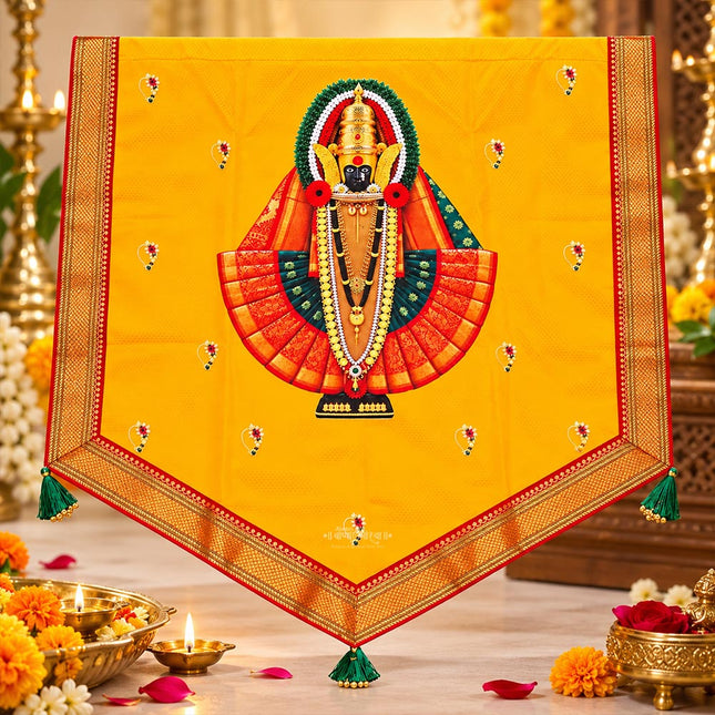 Kolhapur Mahalaxmi Ambabai (कोल्हापूरची अंबाबाई (महालक्ष्मी) Pooja Backdrop Cloth | Kolhapur Shri Ambabai Mahalaxmi Devi Backdrop Cloth | Traditional Pooja Decoration Vastra