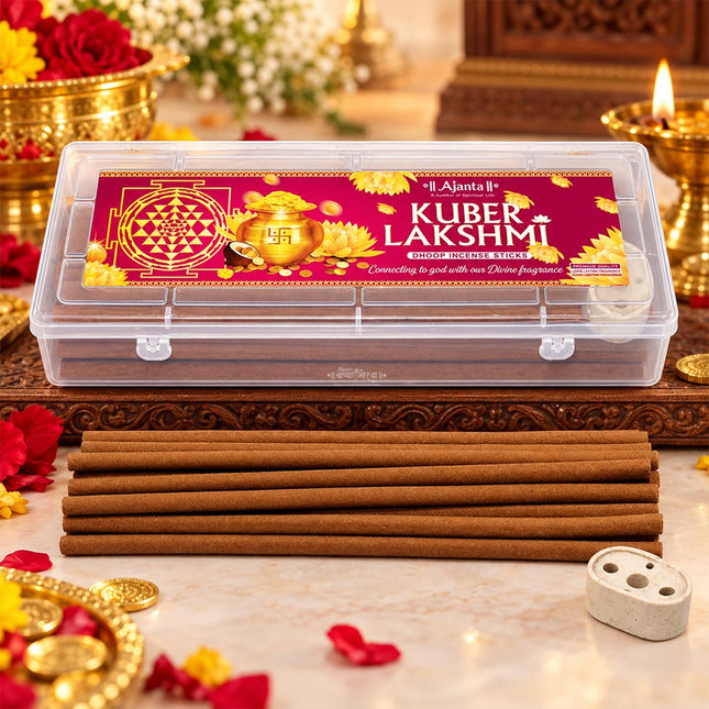 Premium Laxmi Kuber Dhoop Sticks | bambooless Handmade Dhoop for Daily Puja, Aarti & Meditation | Long-Lasting Divine Fragrance , Smokeless & Long-Burning