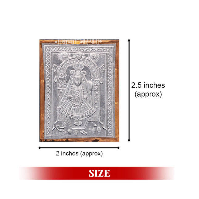 श्री कोल्हापूर महालक्ष्मी माता टाक प्रतिमा फ्रेम घरगुती मंदिरासाठी, मंदिर सजावटीसाठी, दिवाळी लक्ष्मी पूजनासाठी आणि आध्यात्मिक भेटवस्तूसाठी (2 x 2.5 इंच)