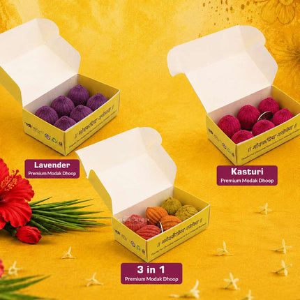 Ganpati Festival Collection Combo Pack – Bhramandanayak, Kesar Kasturi, Bappa Morya, Vedic Bhakti, Sai Flora, Pandharpur, Swami Darshan, Mandir Pooja, Kasturi, Lavender & 3 in 1 Modak Dhoop Premium Puja Dhoop (Set of 11)