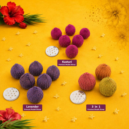 Ganpati Festival Collection Combo Pack – Bhramandanayak, Kesar Kasturi, Bappa Morya, Vedic Bhakti, Sai Flora, Pandharpur, Swami Darshan, Mandir Pooja, Kasturi, Lavender & 3 in 1 Modak Dhoop Premium Puja Dhoop (Set of 11)