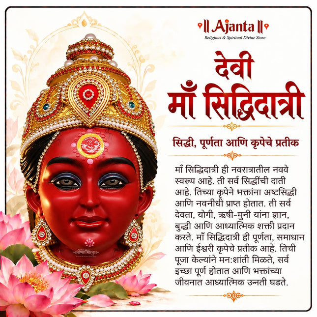 Maa Siddhidatri Devi Face Mukhavata | 9th Form of Navdurga Mata Rani Traditional Face | Navratri Puja, Devi Shringar, Kalash Sthapana & Mandir Decoration | 8 Inches