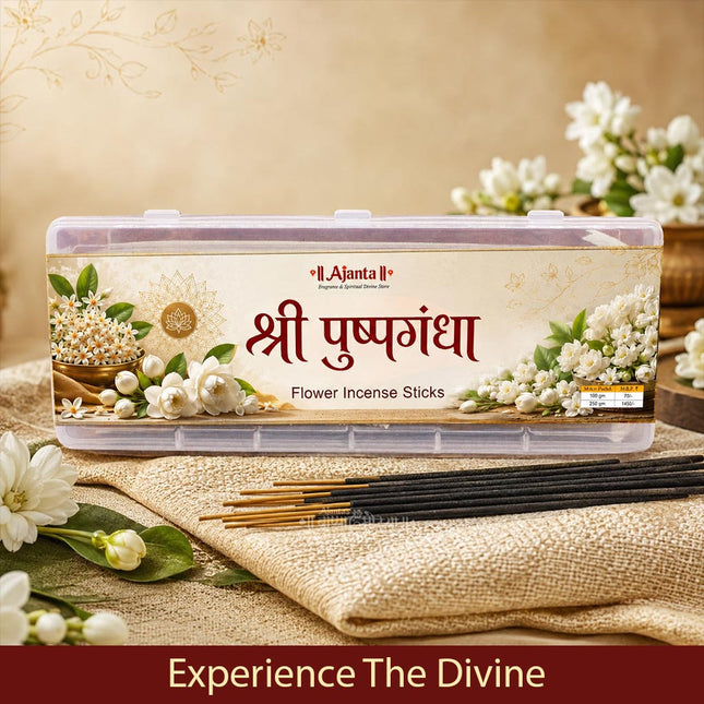 Pushpagandha Premium Flower Incense Sticks (Agarbatti) – पुष्पगंधा Hand-Rolled Floral Fragrance for Puja, Meditation, Home & Temple