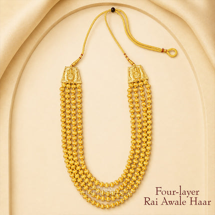 Traditional Four-Layer Rai Awale Haar – Maharashtrian Gold-Tone Jewellery पारंपरिक चार पदरी राई आवळे हार – सुवर्ण रंगातील दागिना