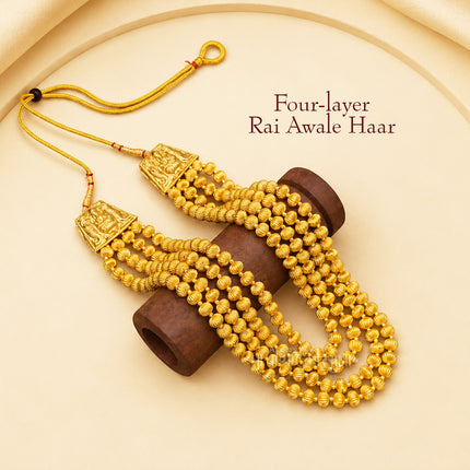 Traditional Four-Layer Rai Awale Haar – Maharashtrian Gold-Tone Jewellery पारंपरिक चार पदरी राई आवळे हार – सुवर्ण रंगातील दागिना