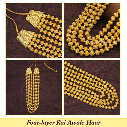 Traditional Four-Layer Rai Awale Haar – Maharashtrian Gold-Tone Jewellery पारंपरिक चार पदरी राई आवळे हार – सुवर्ण रंगातील दागिना