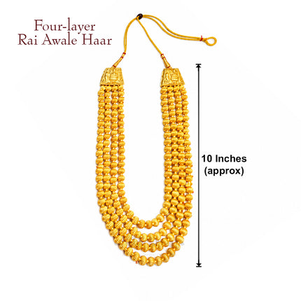 Traditional Four-Layer Rai Awale Haar – Maharashtrian Gold-Tone Jewellery पारंपरिक चार पदरी राई आवळे हार – सुवर्ण रंगातील दागिना