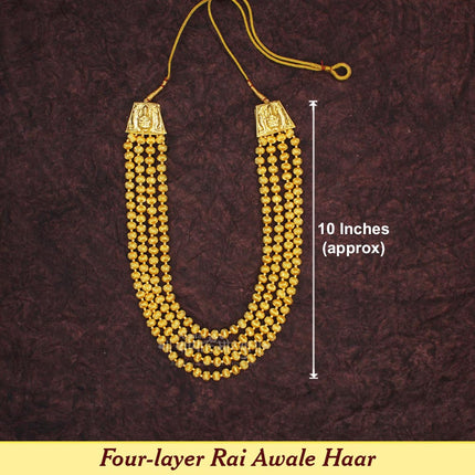 Traditional Four-Layer Rai Awale Haar – Maharashtrian Gold-Tone Jewellery पारंपरिक चार पदरी राई आवळे हार – सुवर्ण रंगातील दागिना