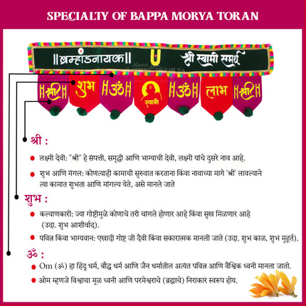 Shree Swami Samarth Bhramannayak  Door Toran with Om Shubh Labh & Lakshmi Symbol | Decorative Bandhanwar for Main Door