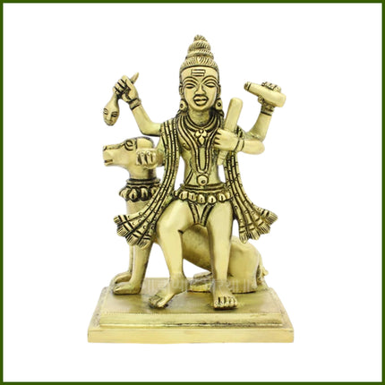 Brass Kaal Bhairava with Dog Statue Maha Kal God Vajrabhairava Yamantaka Murti Mahakal Bhairav Statue for Home Dcoraration Height 6 Inch