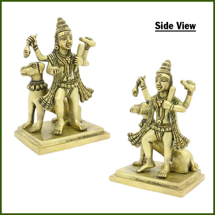 Brass Kaal Bhairava with Dog Statue Maha Kal God Vajrabhairava Yamantaka Murti Mahakal Bhairav Statue for Home Dcoraration Height 6 Inch