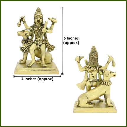 Brass Kaal Bhairava with Dog Statue Maha Kal God Vajrabhairava Yamantaka Murti Mahakal Bhairav Statue for Home Dcoraration Height 6 Inch