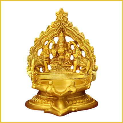 Mahalakshmi Oil Deepak / Diya in Shining Brass | Traditional Brass Oil Lamp for Lakshmi Puja, Diwali & Home Temple