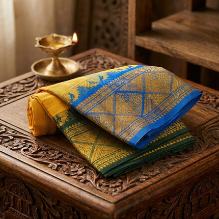 Men’s Traditional Cotton Dhoti for Puja, Temple & Festive Wear | Comfortable Ethnic Wear- 9x5 mtr