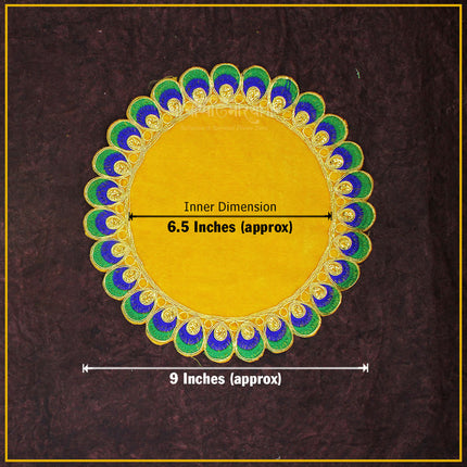 Traditional Velvet Puja Asan | Designer Chowki Aasan for Mandir, Idol Placement & Daily Pooja (10 x10 Aasan)