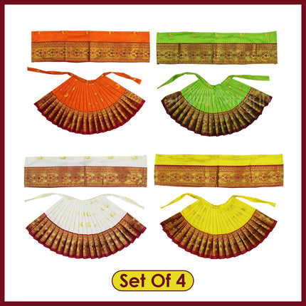 Maharani Devi Dress Royal Devi Poshak Lehanga & Dupatta for Goddess Idol / Kalash Puja  Margashish Guruvar Vrat Varalakshmi Puja ( Set Of 4) (7 Inch Poshak)