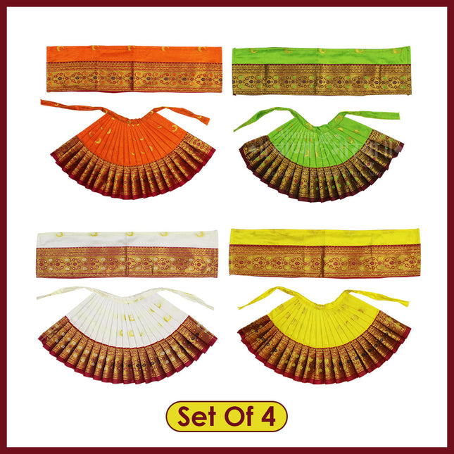 Maharani Devi Dress Royal Devi Poshak Lehanga & Dupatta for Goddess Idol / Kalash Puja  Margashish Guruvar Vrat Varalakshmi Puja ( Set Of 4) (7 Inch Poshak)