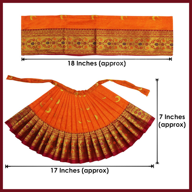 Maharani Devi Dress Royal Devi Poshak Lehanga & Dupatta for Goddess Idol / Kalash Puja  Margashish Guruvar Vrat Varalakshmi Puja ( Set Of 4) (7 Inch Poshak)