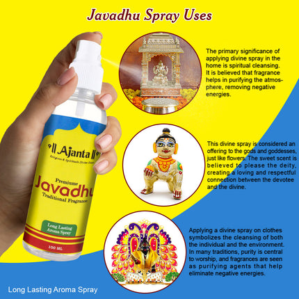 Javadhu Spray जवाधू टेंपल स्प्रे  Traditional Fragrance Herbal Long Lasting Spiritual Aroma Spray (100 ml)