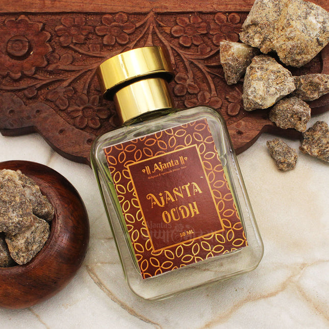 Ajanta Oudh Perfume – Premium Long-Lasting Natural Oudh Fragrance for Men & Women | Luxurious Oriental Aroma in Elegant Glass Bottle – 50ml