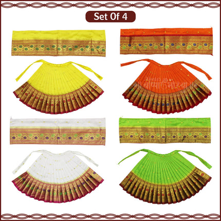 Maharani Devi Dress & Margashirsha Varalaxmi Devi Face | Traditional Mata Poshak for Mahalaxmi / Varalakshmi Pooja | Maharani Style Decorative Poshak for Home Temple & Festivals (Set Of 4) (9 Inch Poshak)