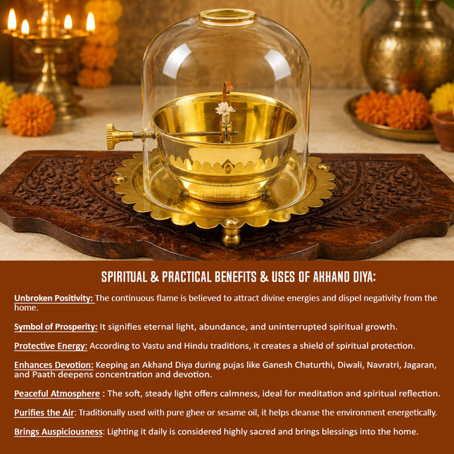 Akhand Diya Premium Quality – Traditional Akhand Jyot Oil Lamp for Puja, Mandir, Aarti & Festivals