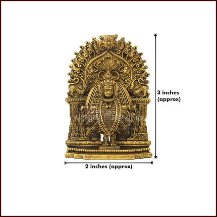 Shree Kolhapurchi Mahalaxmi Devi | Ambabai Karveer Shakti Pith Idol in Brass with Ornate Prabhavali( 3 Inch Height Size )