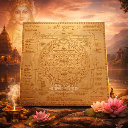 महा श्री/श्री यंत्र शुद्ध तांब्यामध्ये, सिद्ध केलेले श्री यंत्र, ऊर्जावान, घर, कार्यालय आणि मंदिरासाठी अस्सल तांब्याचे यंत्र - 12x12 इंच
