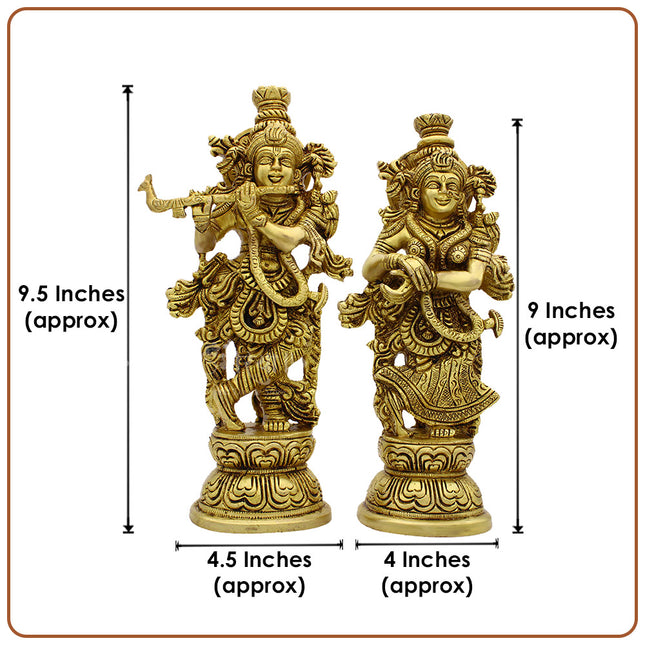 Brass Radha Krishna Murti – Vrindavan  Radha Krishna Flute Couple – Traditional Handcrafted Home Accent