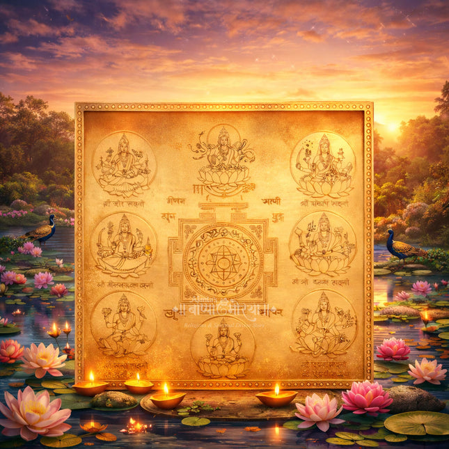 Shree Ashta Lakshmi Mahayantra – Copper Yantra for Dhan & Aishwarya Good Fortune Divine Energy (12*12)